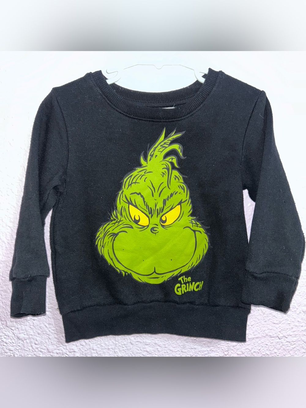 Dr. Seuss Black Sweatshirt with Lime Green Grinch Graphic